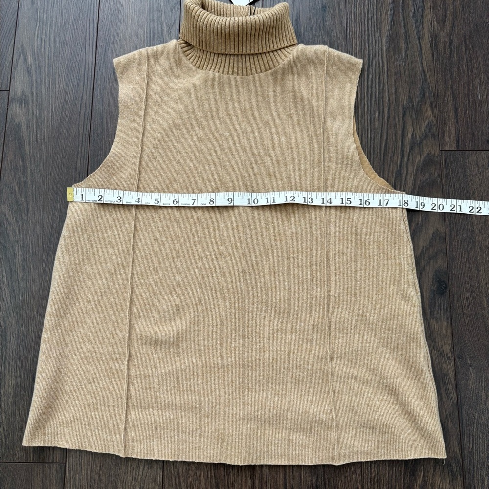 Zara High Collar Sleeveless Knit Sweater Tan Small NWT - Picture 6 of 8
